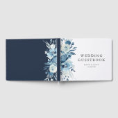Livre d'or mariage de fleurs d'aquarelle bleue (Complet)