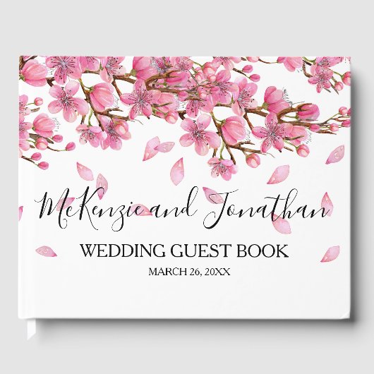 Livre D'or Mariage de fleurs de cerisiers roses (Recto)