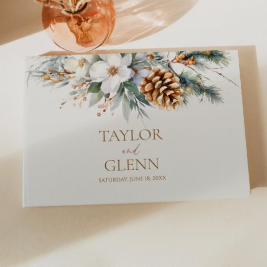 Livre D'or Mariage de fleurs florales de pins d'hiver