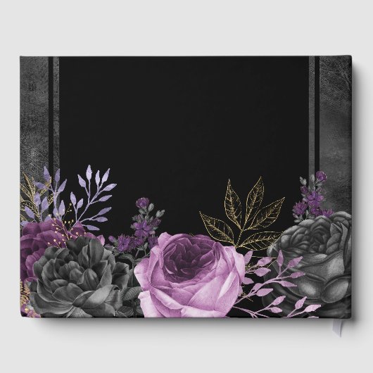 Livre D'or Mariage de fleurs gothiques violet (Verso)