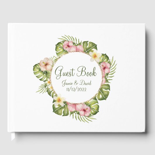 Livre D'or Mariage de fleurs hawaïennes tropicales (Recto)