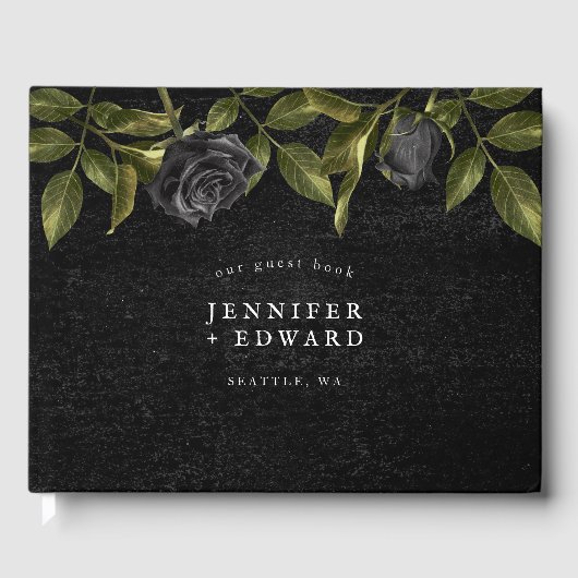 Livre D'or Mariage de fleurs noires gothiques (Recto)