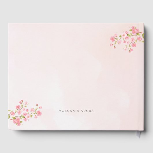 Livre D'or Mariage de fleurs rose printemps cerise fleurs (Verso)