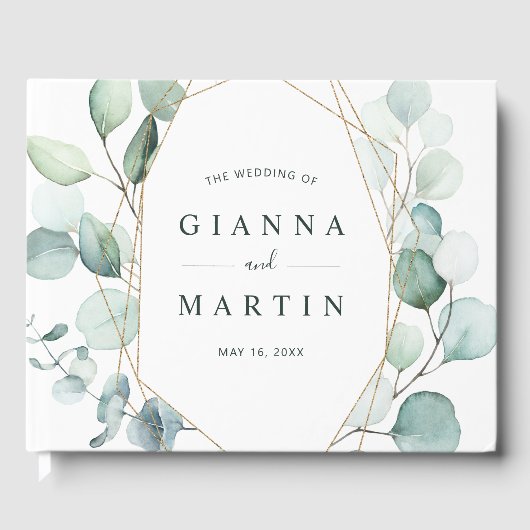 Livre D'or Mariage de Foliage Géométrique Or (Recto)