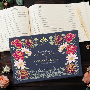 Livre D'or Mariage de jardin floral rose rouge enchanté fanta