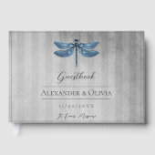 Livre D'or Mariage de libellules à bijoux bleu (Recto)