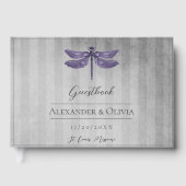 Livre D'or Mariage de libellules à bijoux pourpre (Recto)