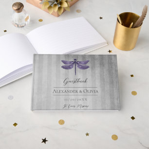 Livre D'or Mariage de libellules à bijoux pourpre