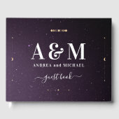 Livre D'or Mariage de lune d'or céleste violet Galaxy (Recto)