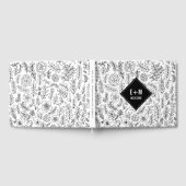 Livre D'or Mariage de modèle Floral noir blanc (Complet)