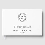Livre D'or Mariage de monogramme de couronne botanique simple (Recto)