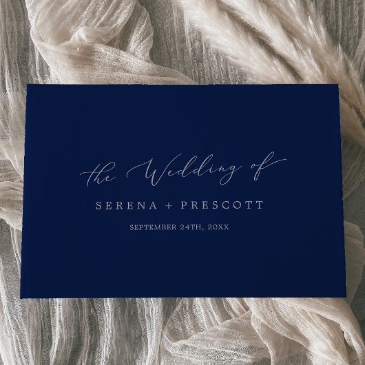 Livre D'or Mariage de monogramme de la marine et gris argenté