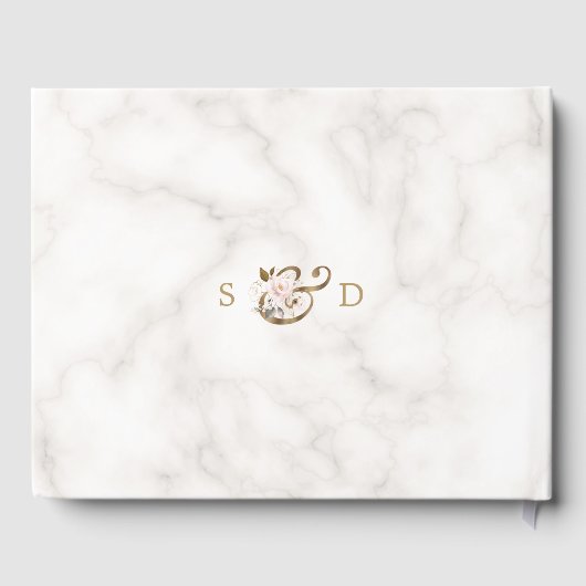 Livre D'or Mariage de Monogramme en marbre rose (Verso)