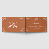 Livre D'or Mariage de monogramme et flèches orange brûlées (Complet)
