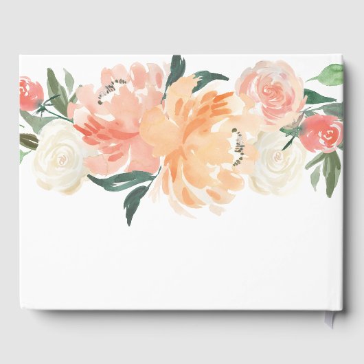 Livre D'or Mariage de monogramme floral à l'aquarelle douce (Verso)