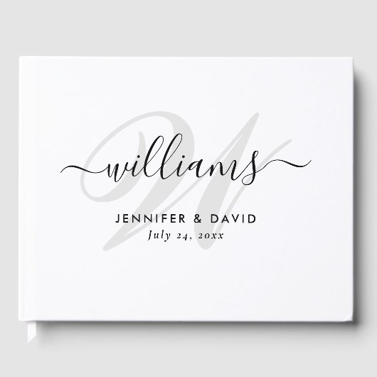 Livre D'or Mariage de monogramme noir et blanc personnalisé (Recto)