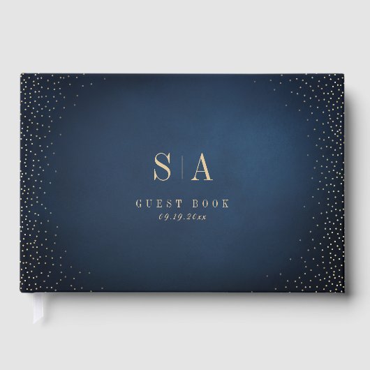 Livre D'or Mariage de monogramme sophistiqué Parties scintill (Recto)