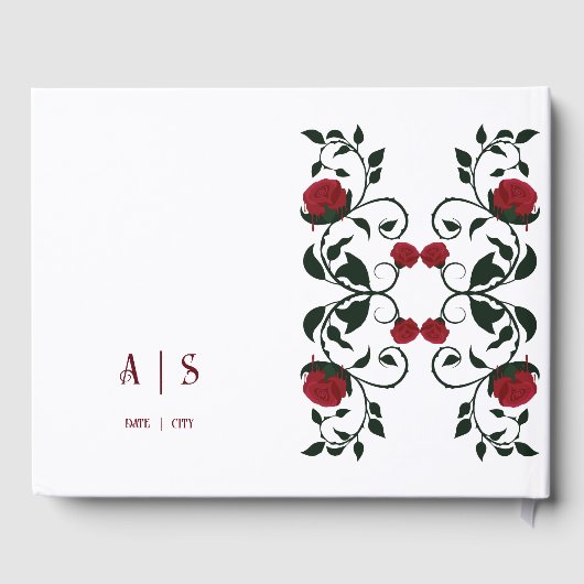 Livre D'or Mariage de moody Roses rouges à goutte gothique (Verso)