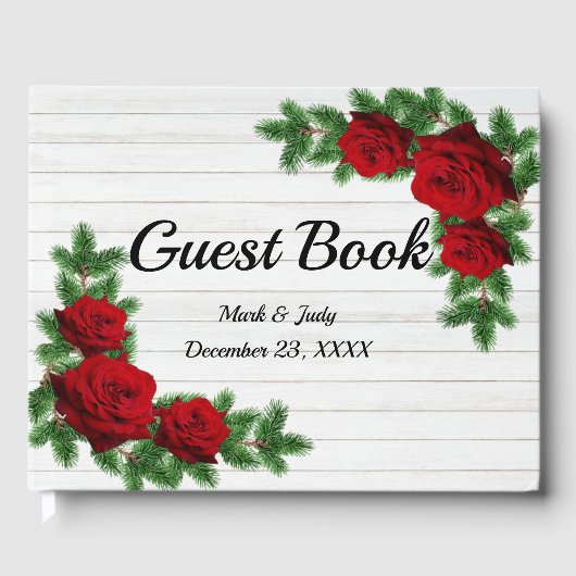 Livre D'or Mariage de Noël de la branche des roses rouges et  (Recto)