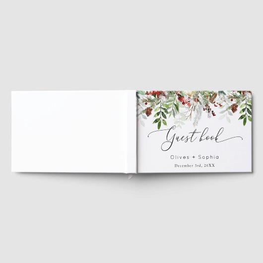 Livre D'or Mariage de Noël hiver moderne evergeen (Complet)