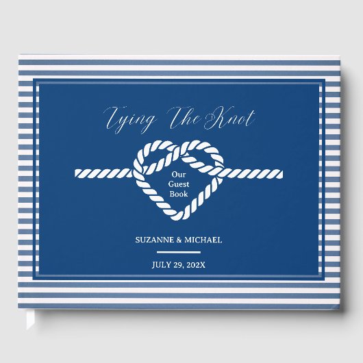 Livre D'or Mariage de noeud d'attache bleu marine (Recto)