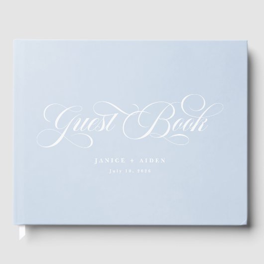 Livre D'or Mariage de nuage d'aquarelle bleu enchantant (Recto)