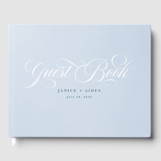 Livre D'or Mariage de nuage d'aquarelle bleu enchantant (Recto)