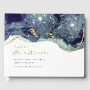 Livre D'or Mariage de Parties scintillant d'or Abstraite Mari