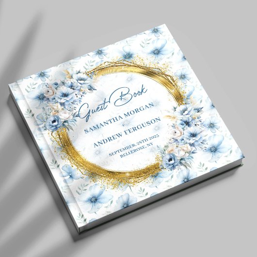 Livre D'or Mariage de Parties scintillant en or bleu clair Bo