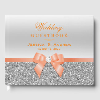 Livre D'or Mariage de Parties scintillant romantique à corail