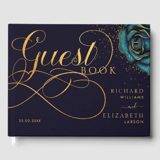 Livre D'or Mariage de Parties scintillant Rose gothique foncé (Recto)