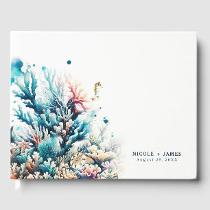 Livre D'or Mariage de plage à l'aquarelle Ocean Splash Sea Co