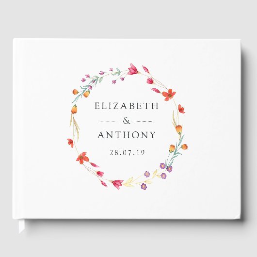 Livre D'or Mariage de printemps Fleur sauvage d'Aquarelle (Recto)