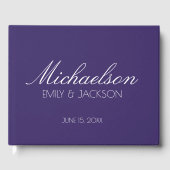 Livre D'or Mariage de script blanc chic moderne violet (Recto)
