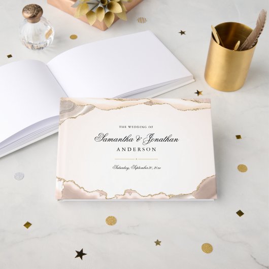 Livre D'or Mariage de script d'agate de Parties scintillant r (Recto ouvert)