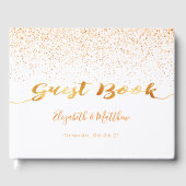 Livre D'or Mariage de script de confetti en or blanc (Recto)