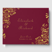 Livre D'or Mariage de script Elegant Burgundy Gold (Recto)