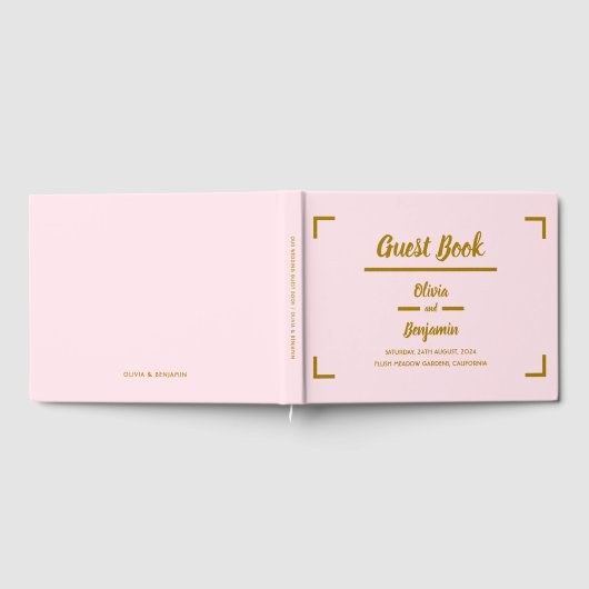 Livre D'or Mariage de script manuscrit rose simple (Complet)