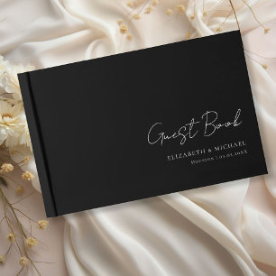 Livre D'or Mariage de script minimaliste, noir et blanc