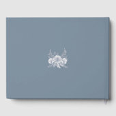 Livre D'or Mariage de style victorien en bleu avec fleurs bla (Verso)