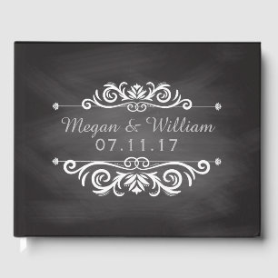 Livre D'or Mariage de tableau noir   Monogramme Mariage simpl