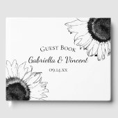 Livre D'or Mariage de tournesols noir et blanc (Recto)