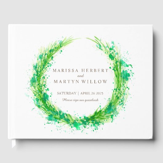 Livre d'or mariage de verdure aquarelle herbe (Recto)