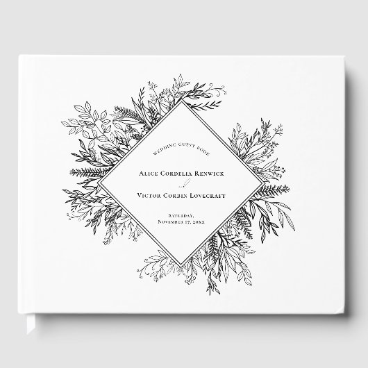Livre D'or Mariage de verdure blanc et noir (Recto)