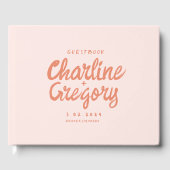 Livre D'or Mariage d'écriture manuscrite rose rétro (Recto)