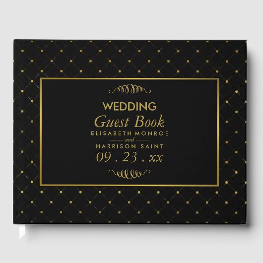 Livre D'or Mariage d'effet Black & Gold moderne (Recto)