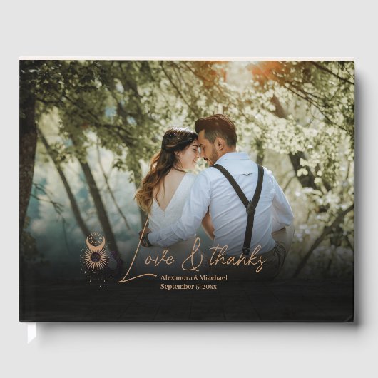 Livre D'or Mariage des étoiles célestes d'or mystique (Recto)