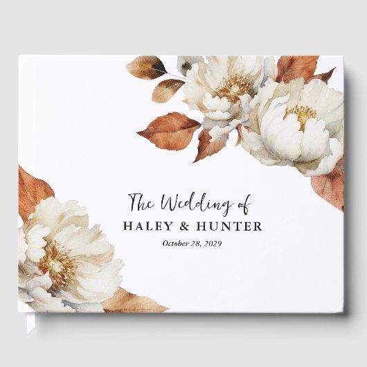 Livre D'or Mariage des fleurs botaniques d'automne enchantées (Recto)