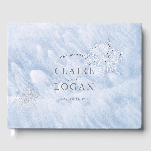 Livre D'or Mariage des flocons d'argent d'hiver congelés (Recto)