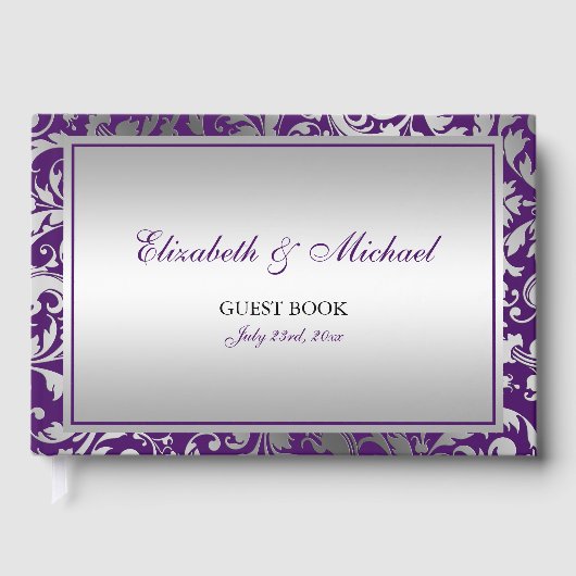 Livre D'or Mariage des torsades pourpres et argentées (Recto)